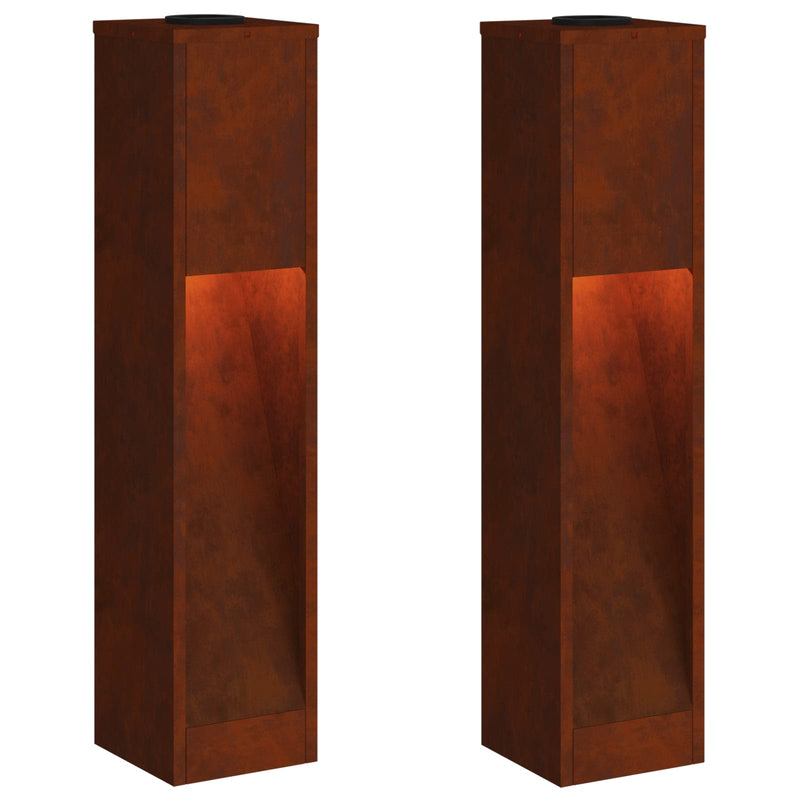 Load image into Gallery viewer, Vidaxl zonne led padverlichting 2 pcs brons cortenstaal