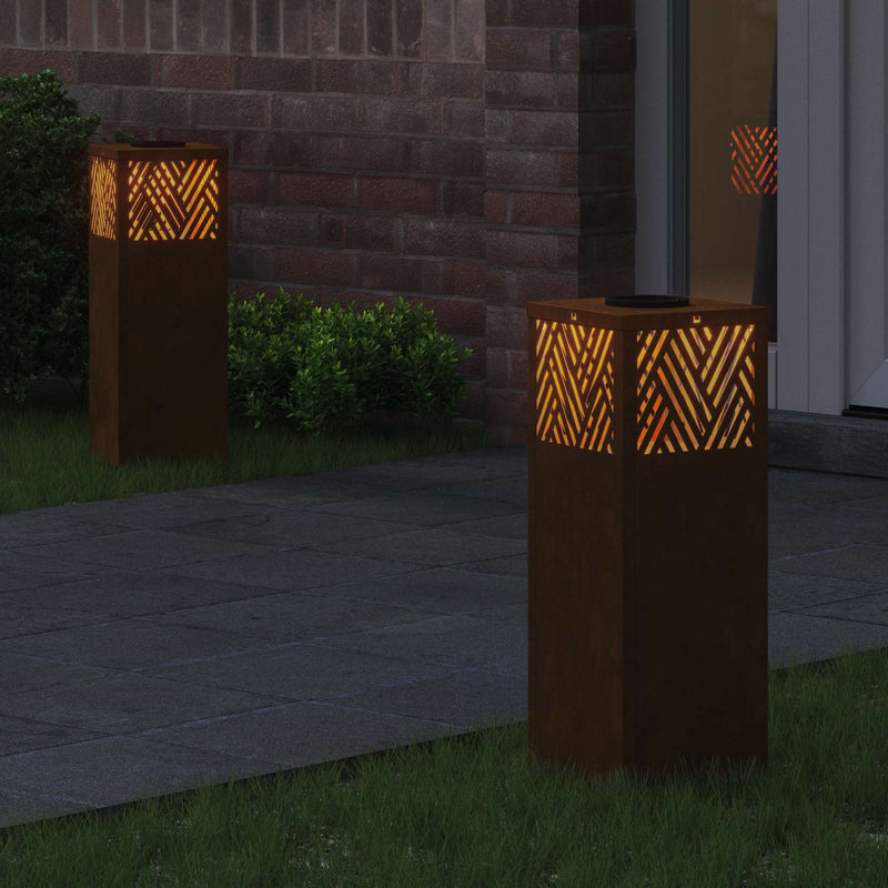 Load image into Gallery viewer, Vidaxl solar led pad licht 2 pcs brons cortenstaal