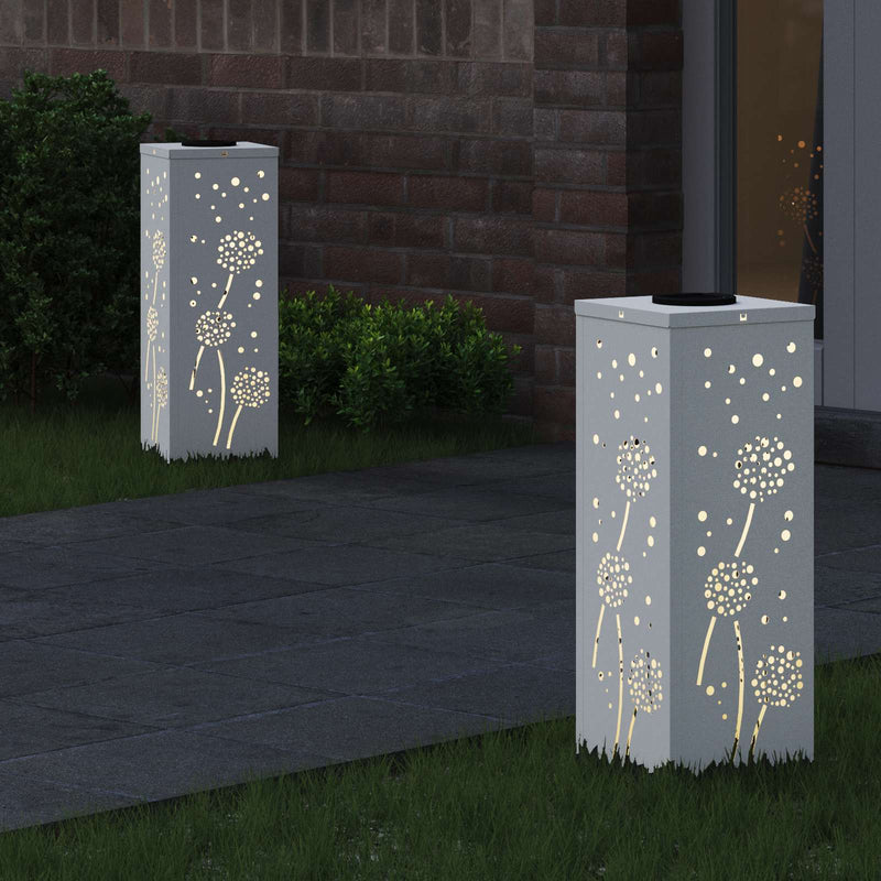 Load image into Gallery viewer, Vidaxl solar led pad licht 2 pcs wit koudgewalst staal