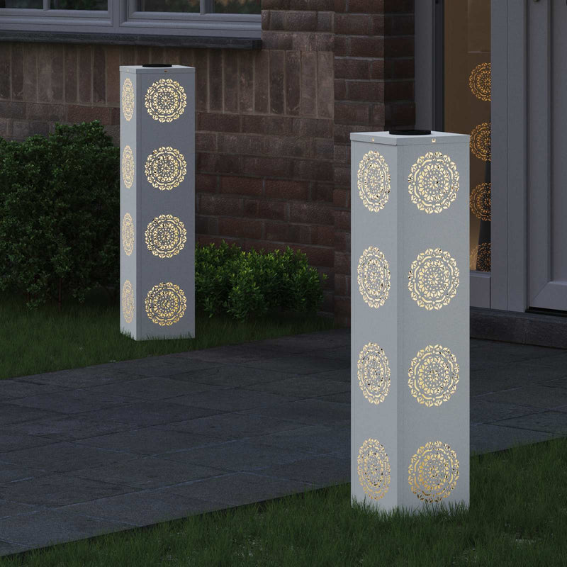 Load image into Gallery viewer, Vidaxl solar led pad licht 2 pcs wit koudgewalst staal