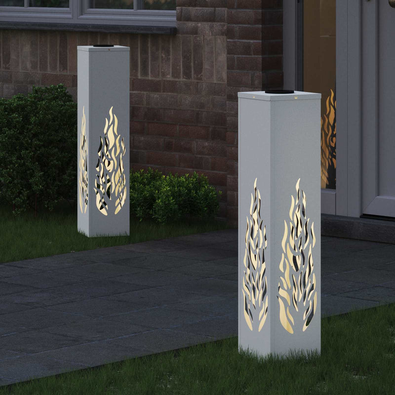Load image into Gallery viewer, Vidaxl solar led pad licht 2 pcs wit koudgewalst staal