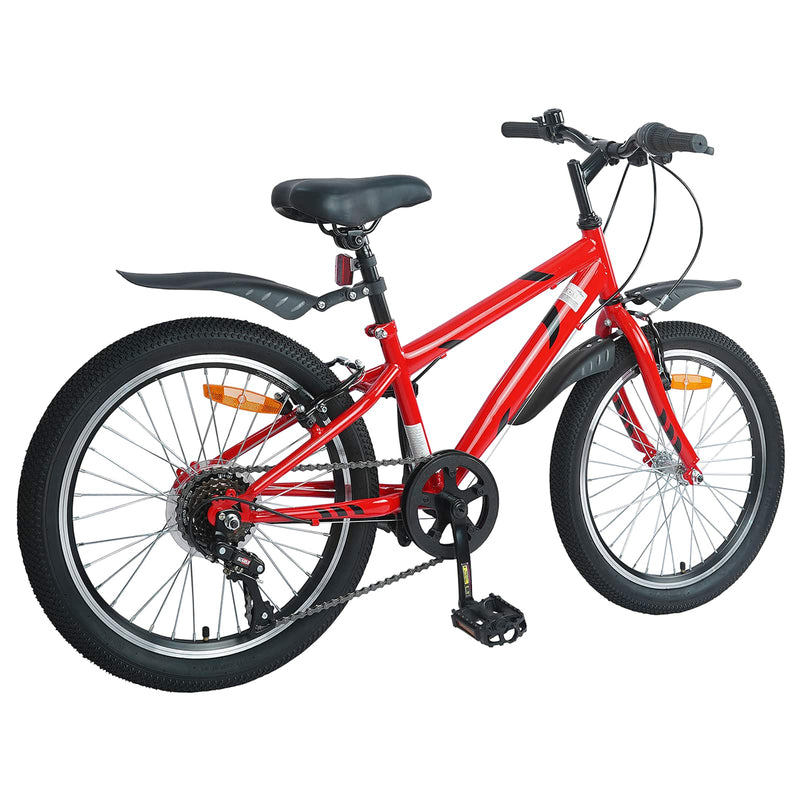 Load image into Gallery viewer, Vidaxl kinderfiets 24 inch 6-speed voor 8-12 jaar oud rood