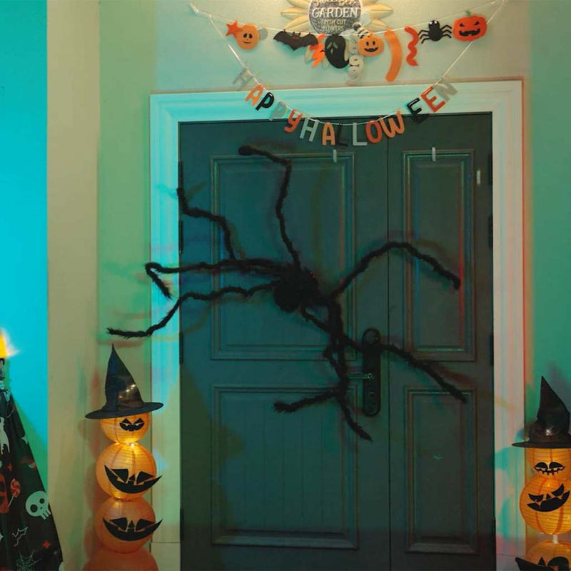 Load image into Gallery viewer, Vidaxl halloween spin decoratie 3 pcs zwart 150 cm polyester en staal