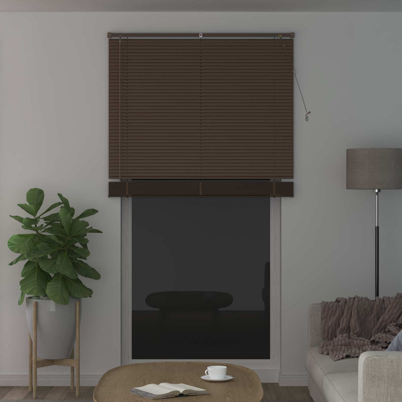 Load image into Gallery viewer, Vidaxl venetiaanse blind donkerbruin met patroon 213 x 110 cm pvc