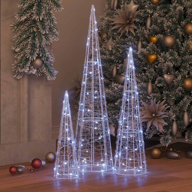 Load image into Gallery viewer, Vidaxl kerstboom met 90 led 3 pcs koudwit 20 x 20 x 80 cm acryl