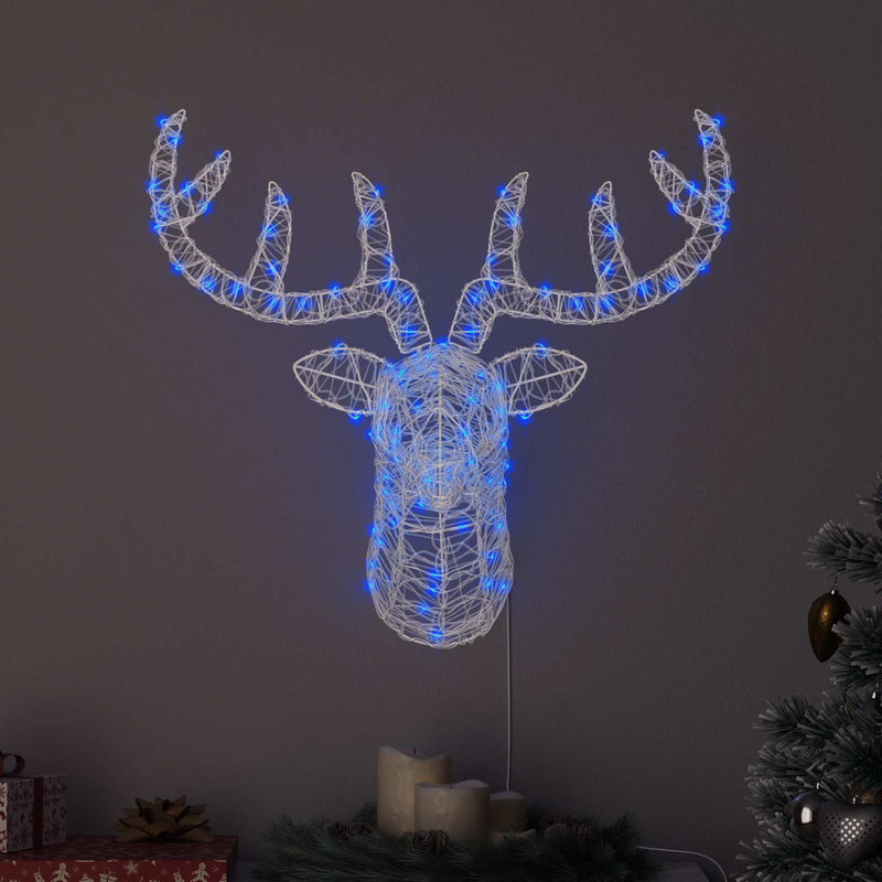 Load image into Gallery viewer, Vidaxl hertenkop met 140 led blauw 68 x 36,5 x 62,5 cm acryl