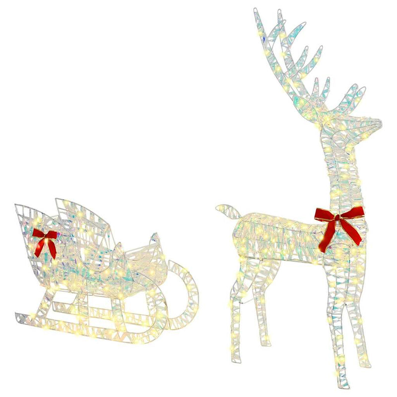 Load image into Gallery viewer, Vidaxl rendier trek slede met 200 led warmwit 70 x 26 x 129 cm pet