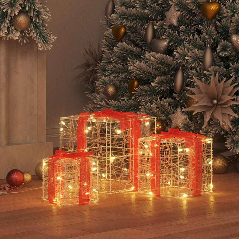 Load image into Gallery viewer, Vidaxl cadeau doos met 60 led 3 pcs warmwit 20 x 20 x 20 cm acryl