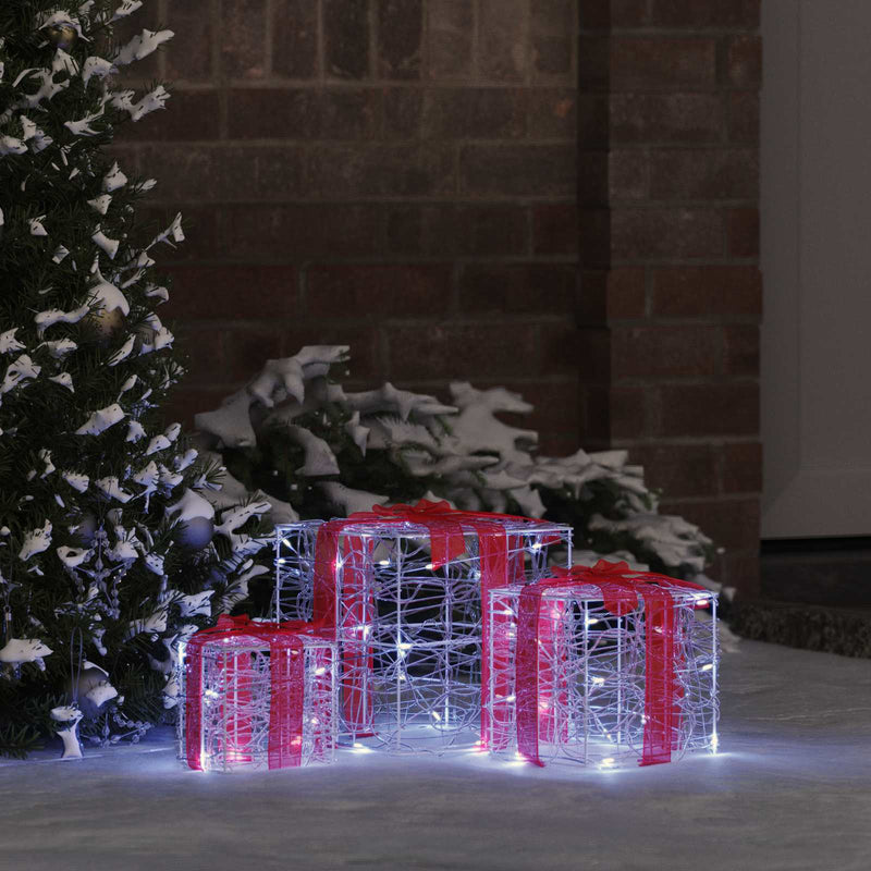 Load image into Gallery viewer, Vidaxl cadeau doos met 60 led 3 pcs koudwit 20 x 20 x 20 cm acryl