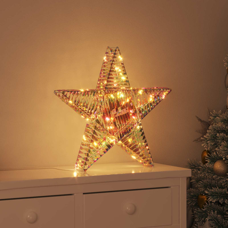 Load image into Gallery viewer, Vidaxl 3d ster met 50 led warmwit 55 x 52.5 x 9 cm pet