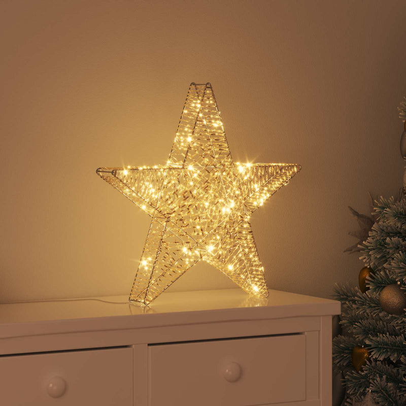 Load image into Gallery viewer, Vidaxl 3d ster met 50 led warmwit 55 x 52.5 x 9 cm pet