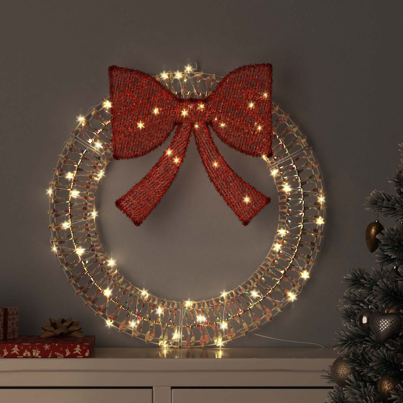Load image into Gallery viewer, Vidaxl krans met 60 led warmwit 76 x 76 x 8 cm pet