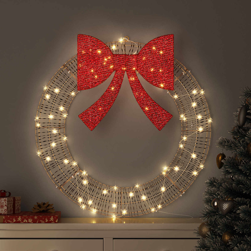 Load image into Gallery viewer, Vidaxl krans met 60 led warmwit 76 x 76 x 8 cm pet