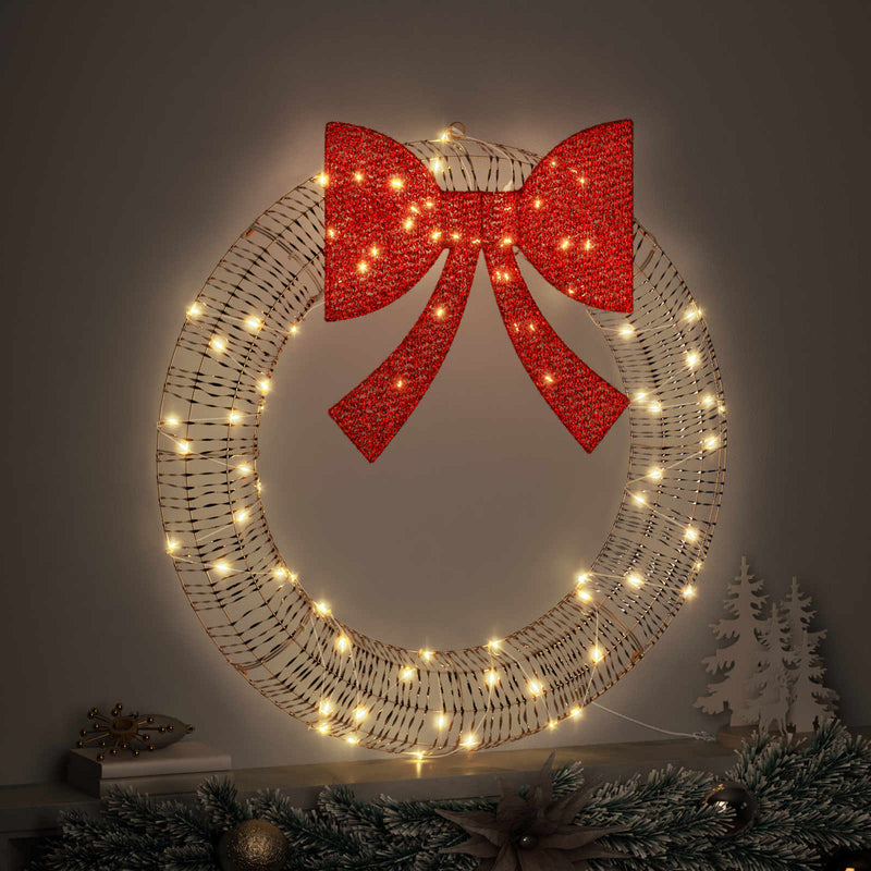 Load image into Gallery viewer, Vidaxl krans met 60 led warmwit 76 x 76 x 8 cm pet