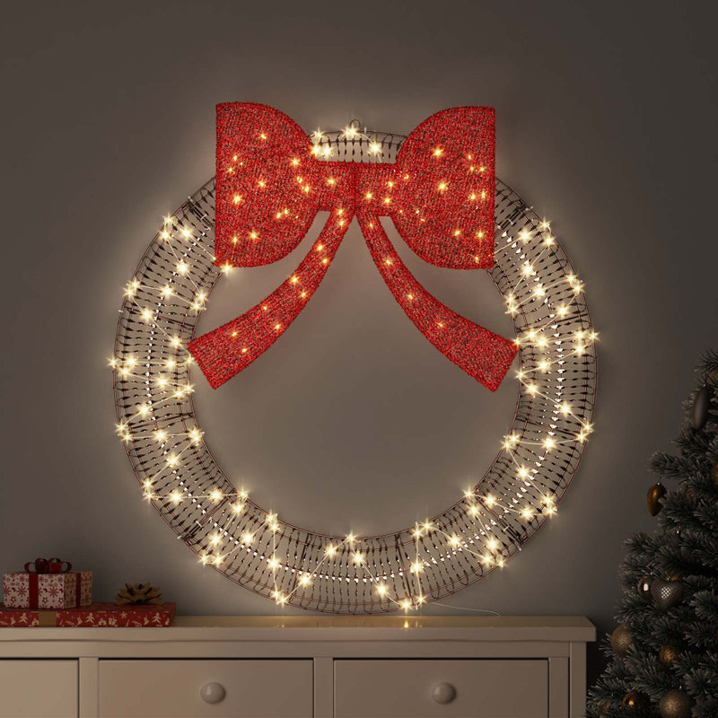 Load image into Gallery viewer, Vidaxl krans met 150 led warmwit 121 x 121 x 10 cm pet