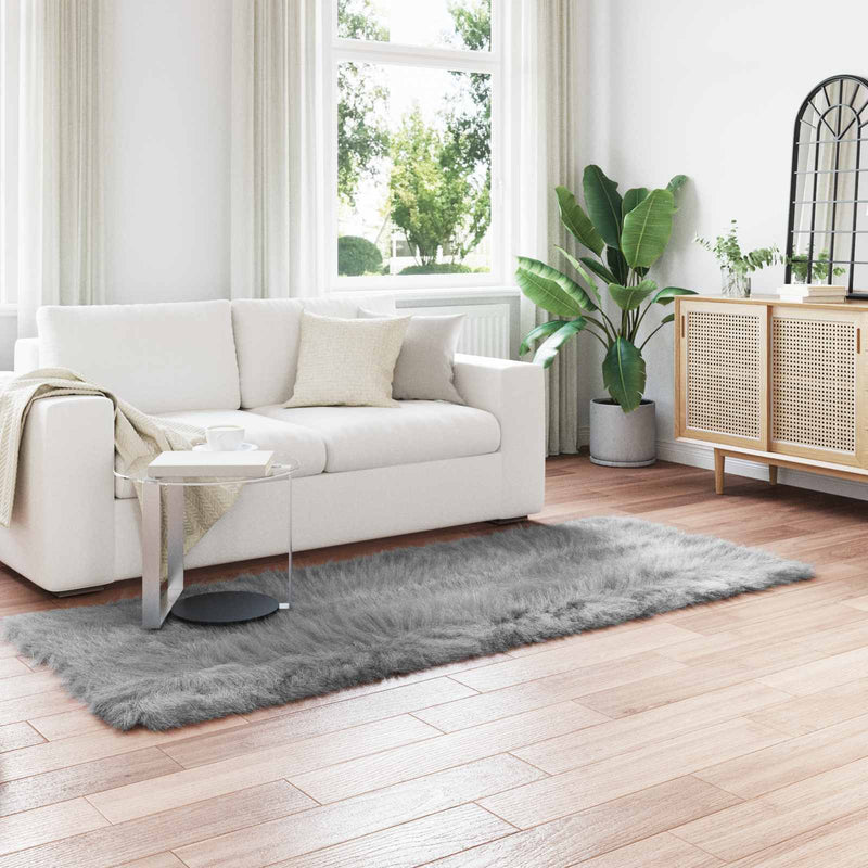Load image into Gallery viewer, Vidaxl nep schapenvacht tapijt tafalla grijs 80 x 250 cm polyester
