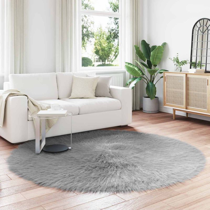 Load image into Gallery viewer, Vidaxl nep schapenvacht tapijt tafalla grijs ø 200 cm polyester