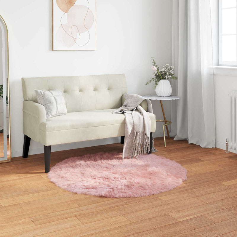 Load image into Gallery viewer, Vidaxl nep schapenvacht tapijt tafalla roze ø 100 cm polyester