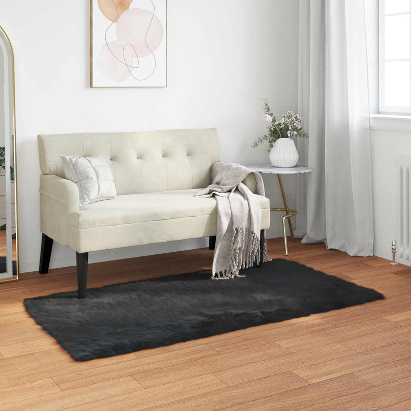 Load image into Gallery viewer, Vidaxl nep schapenvacht tapijt tafalla zwart 60 x 110 cm polyester