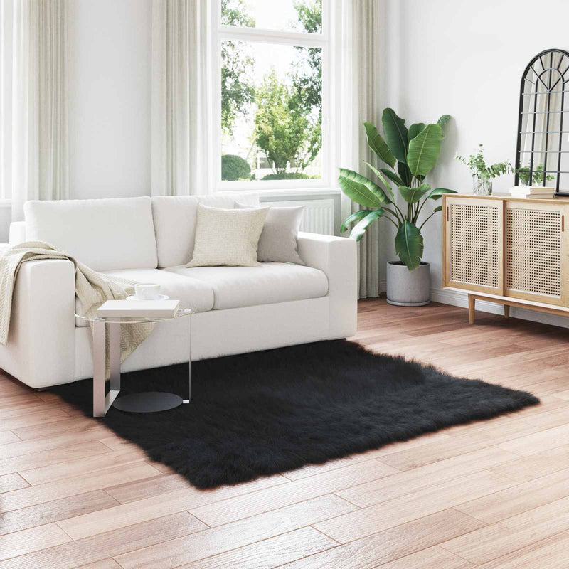 Load image into Gallery viewer, Vidaxl nep schapenvacht tapijt tafalla zwart 120 x 120 cm polyester