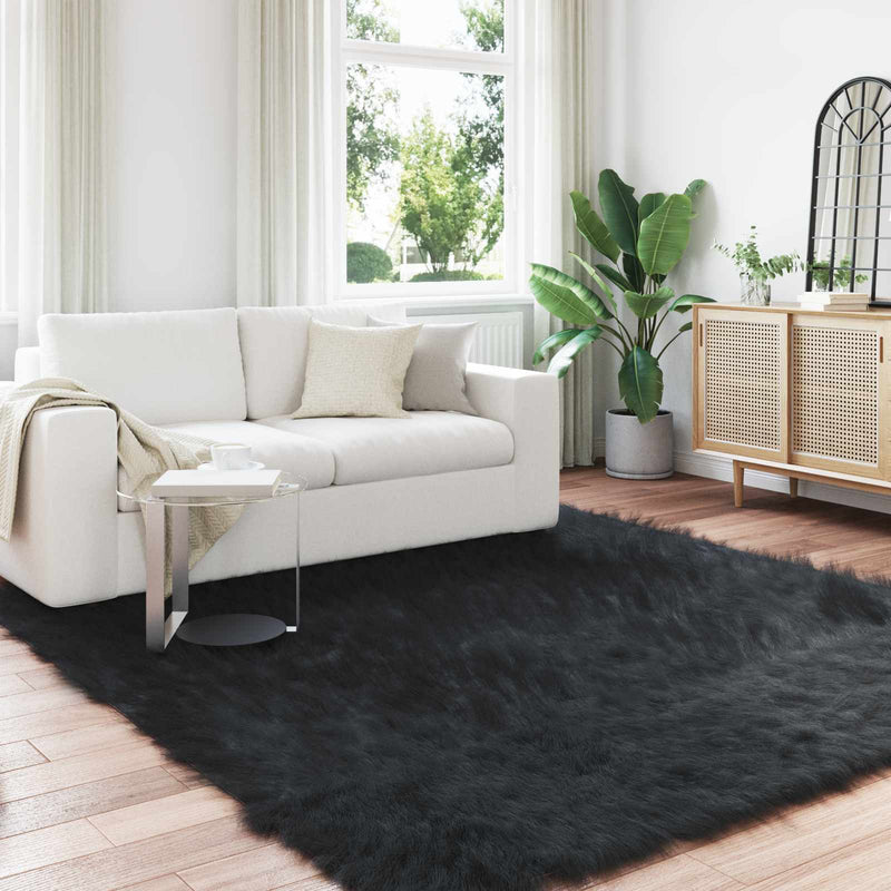 Load image into Gallery viewer, Vidaxl nep schapenvacht tapijt tafalla zwart 240 x 240 cm polyester