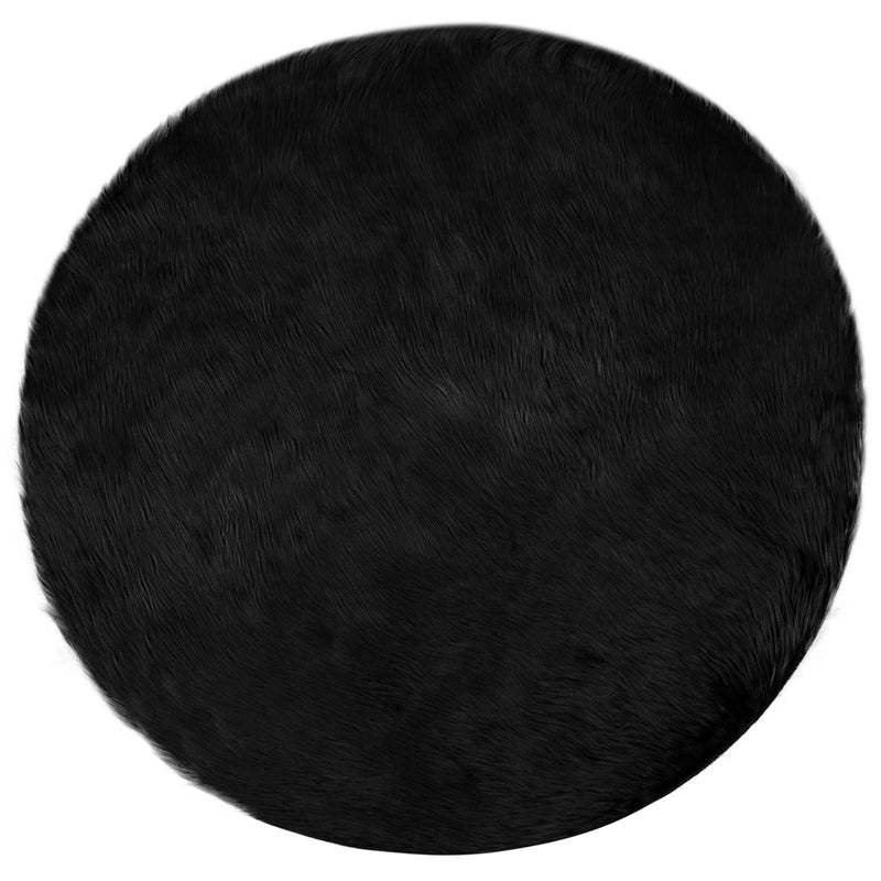 Load image into Gallery viewer, Vidaxl nep schapenvacht tapijt tafalla zwart ø 80 cm polyester