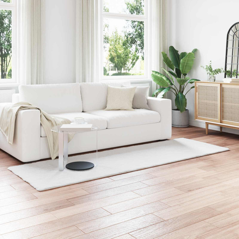 Load image into Gallery viewer, Vidaxl nep konijnenbont tapijt olite wit 80 x 250 cm polyester