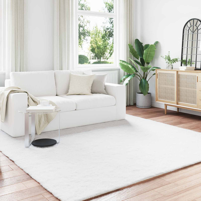 Load image into Gallery viewer, Vidaxl nep konijnenbont tapijt olite wit 240 x 240 cm polyester