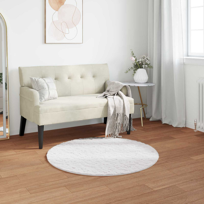 Load image into Gallery viewer, Vidaxl nep konijnenbont tapijt olite wit ø 80 cm polyester