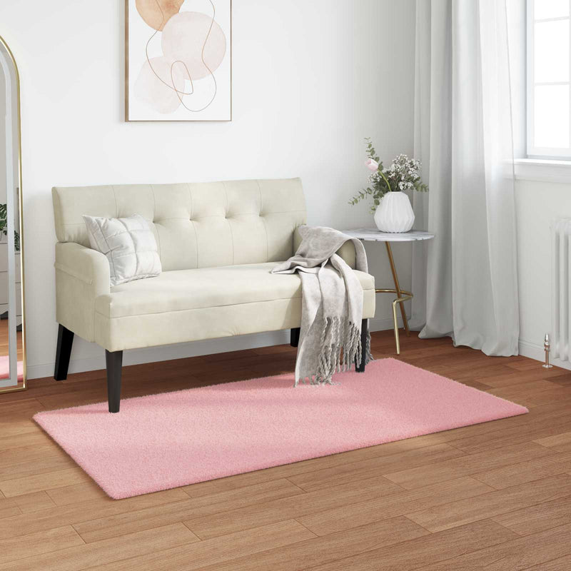 Load image into Gallery viewer, Vidaxl nep konijnenbont tapijt olite roze 80 x 150 cm polyester