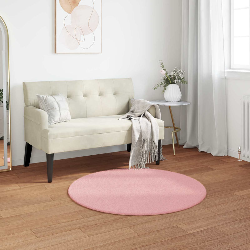 Load image into Gallery viewer, Vidaxl nep konijnenbont tapijt olite roze ø 80 cm polyester