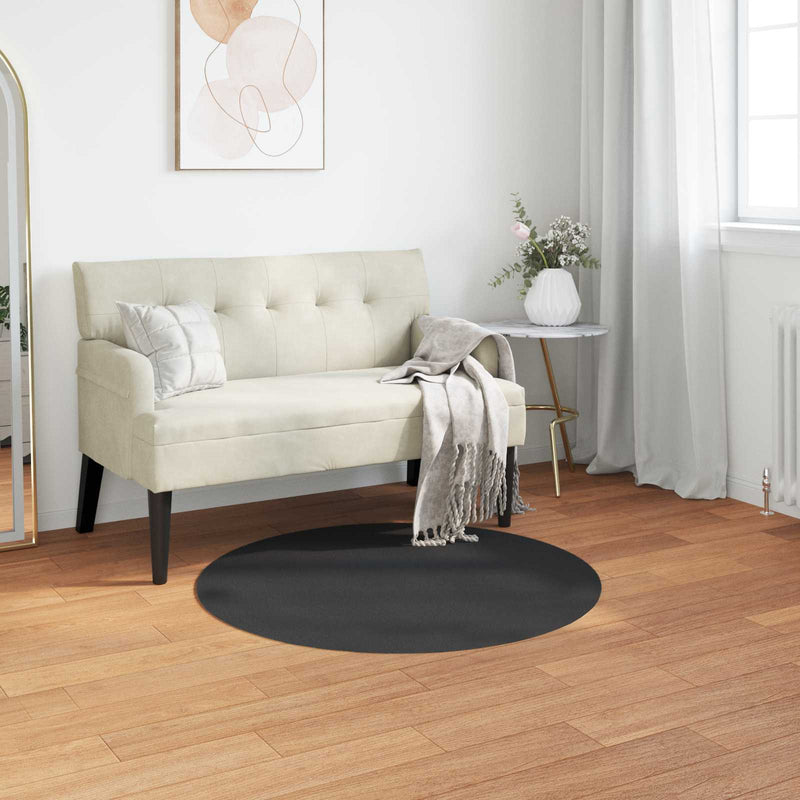 Load image into Gallery viewer, Vidaxl nep konijnenbont tapijt olite zwart ø 120 cm polyester