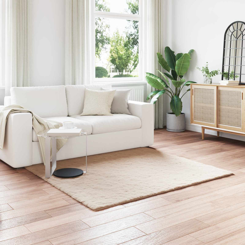 Load image into Gallery viewer, Vidaxl nep konijnenbont tapijt olite taupe 120 x 120 cm polyester