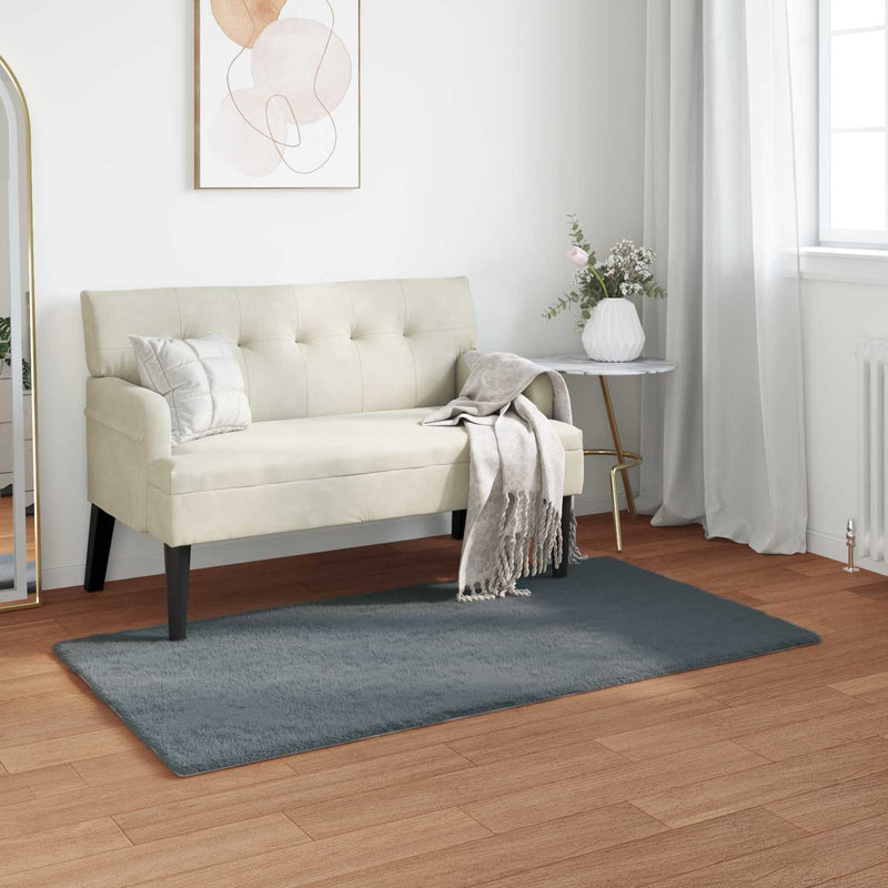 Load image into Gallery viewer, Vidaxl nep konijnenbont tapijt olite antraciet 60 x 110 cm polyester
