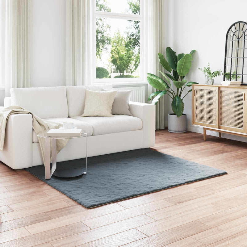 Load image into Gallery viewer, Vidaxl nep konijnenbont tapijt olite antraciet 160 x 160 cm polyester