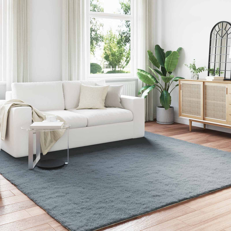 Load image into Gallery viewer, Vidaxl nep konijnenbont tapijt olite antraciet 200 x 200 cm polyester