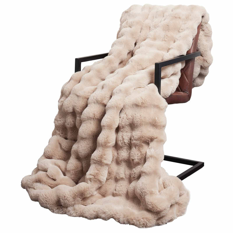 Load image into Gallery viewer, Vidaxl neppels konijnenbont deken olite 4 pcs beige 220 x 240 cm