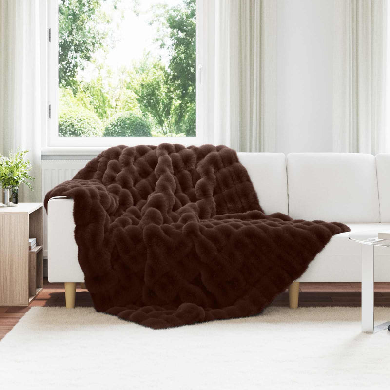 Load image into Gallery viewer, Vidaxl neppels konijnenbont deken olite kameel 150 x 220 cm polyester