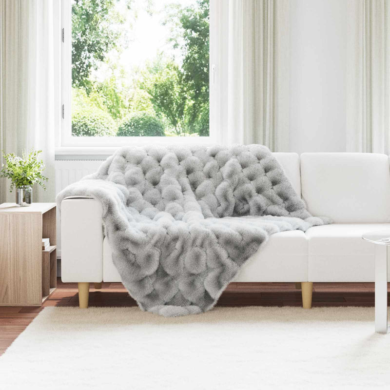 Load image into Gallery viewer, Vidaxl neppels konijnenbont deken olite grijs 130 x 150 cm polyester