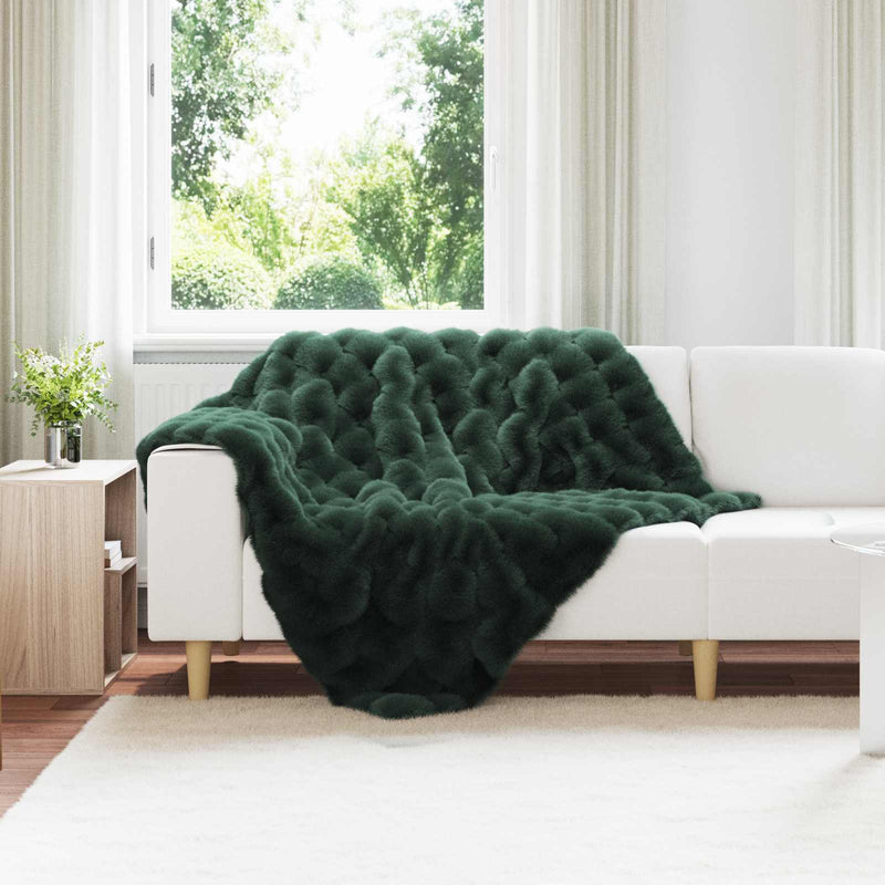 Load image into Gallery viewer, Vidaxl neppels konijnenbont deken olite 4 pcs donkergroen 130 x 150 cm