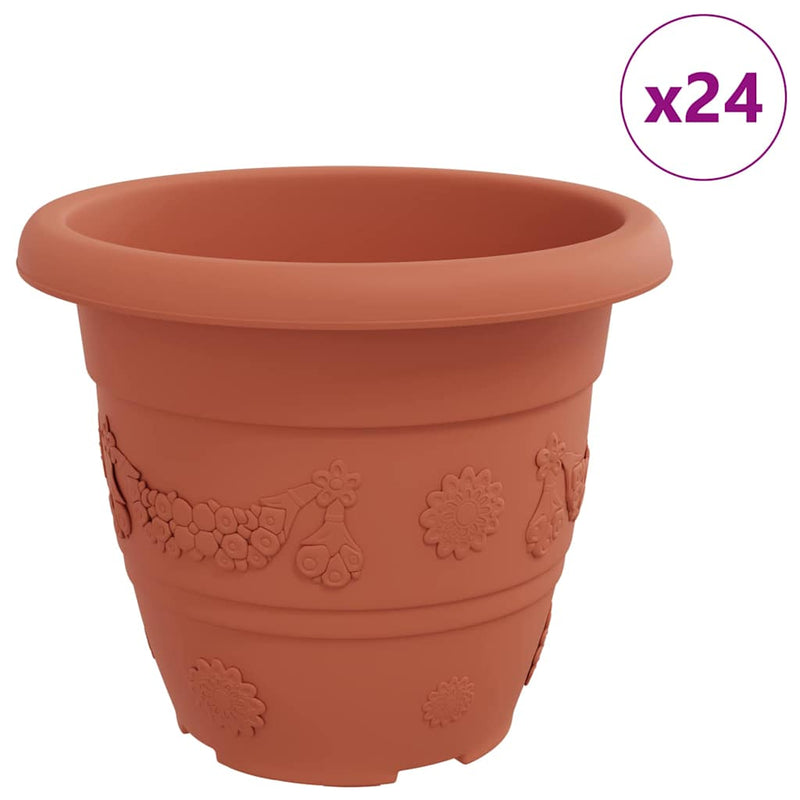 Load image into Gallery viewer, Vidaxl ronde bloempot 24 pcs baksteenrood ø 26 x 21.5 cm kunststof