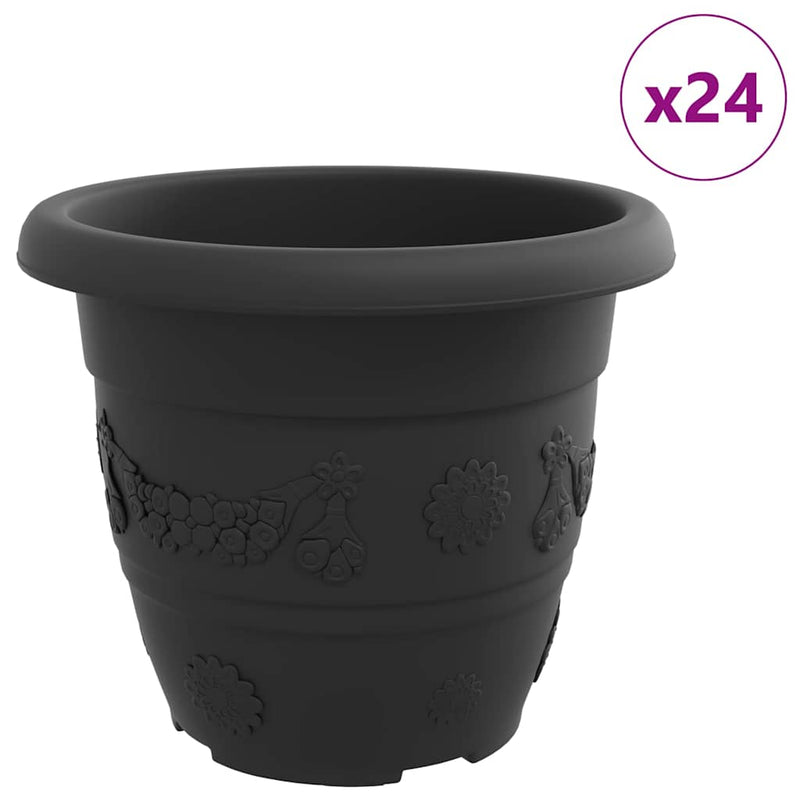 Load image into Gallery viewer, Vidaxl ronde bloempot 24 pcs zwart ø 26 x 21.5 cm kunststof