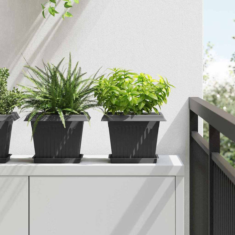 Load image into Gallery viewer, Vidaxl vierkante bloempot 6 pcs zwart 23 x 23 x 17,5 cm kunststof