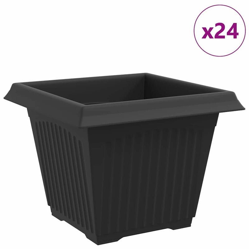 Load image into Gallery viewer, Vidaxl vierkante bloempot 24 pcs zwart 28,5 x 28,5 x 22 cm kunststof