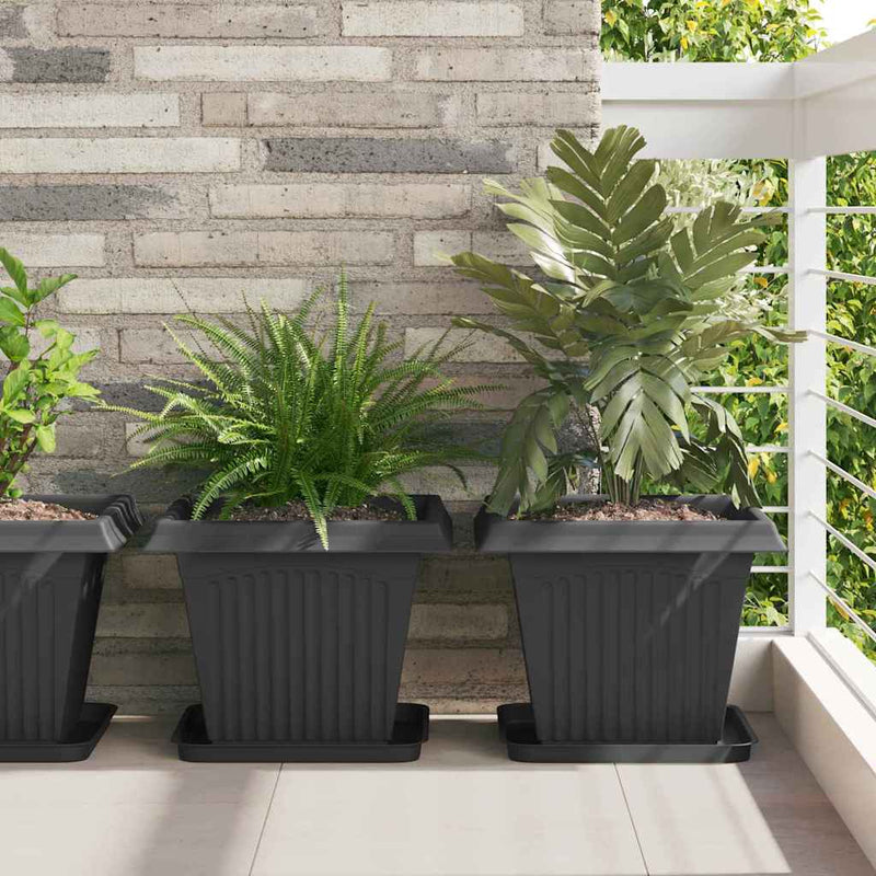 Load image into Gallery viewer, Vidaxl vierkante bloempot 24 pcs zwart 38 x 38 x 30 cm kunststof