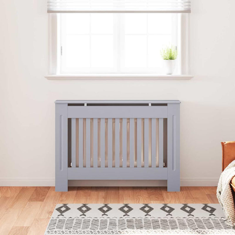 Load image into Gallery viewer, Vidaxl radiatorafdekking 2 pcs grijs 112 x 19 x 81,5cm bewerkt hout