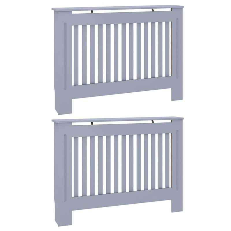 Load image into Gallery viewer, Vidaxl radiatorafdekking 2 pcs grijs 112 x 19 x 81,5cm bewerkt hout