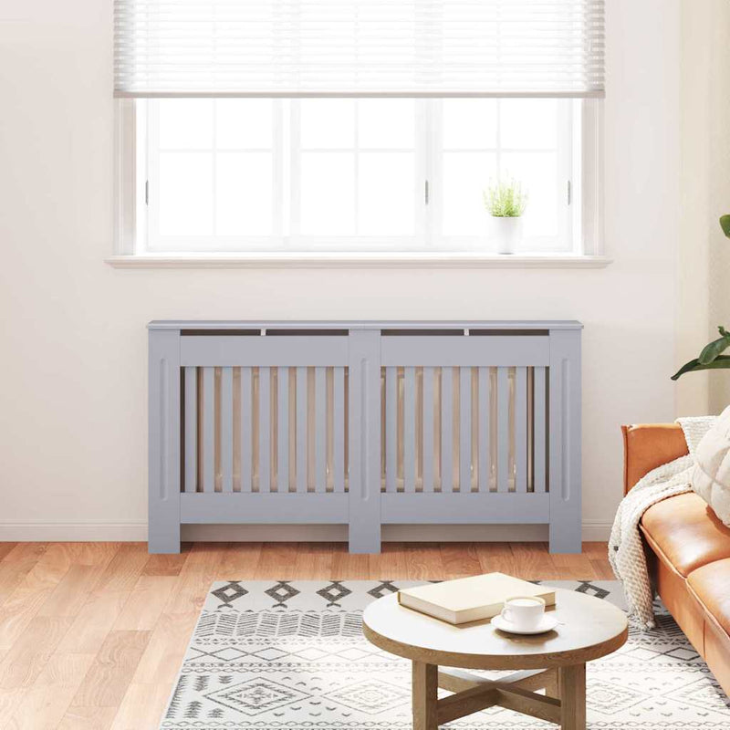 Load image into Gallery viewer, Vidaxl radiatorafdekking 2 pcs grijs 152 x 19 x 81,5cm bewerkt hout