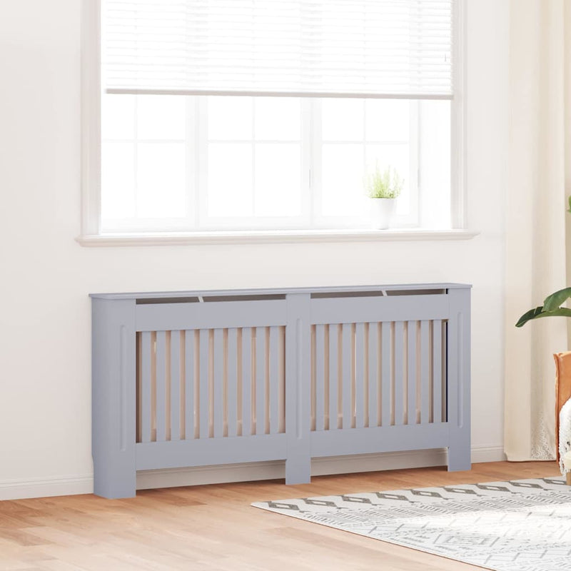 Load image into Gallery viewer, Vidaxl radiatorafdekking 2 pcs grijs 172 x 19 x 81,5 cm bewerkt hout