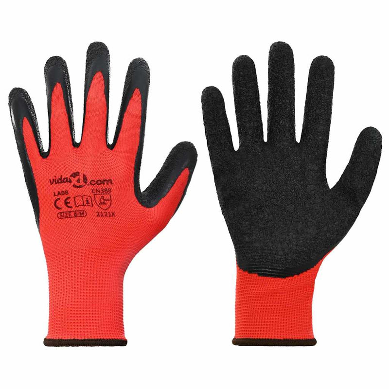 Load image into Gallery viewer, Vidaxl werkhandschoenen 24 pcs rood en zwart 8 m latexcoating